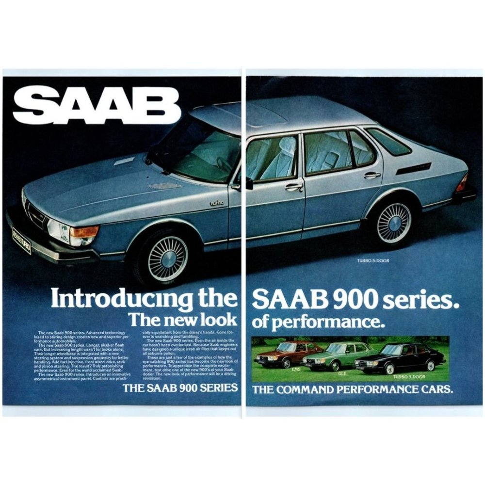 1979 Saab 900 Turbo 5 Door Sports Sedan 2 Page Vintage Print Ad Wall Art Photo